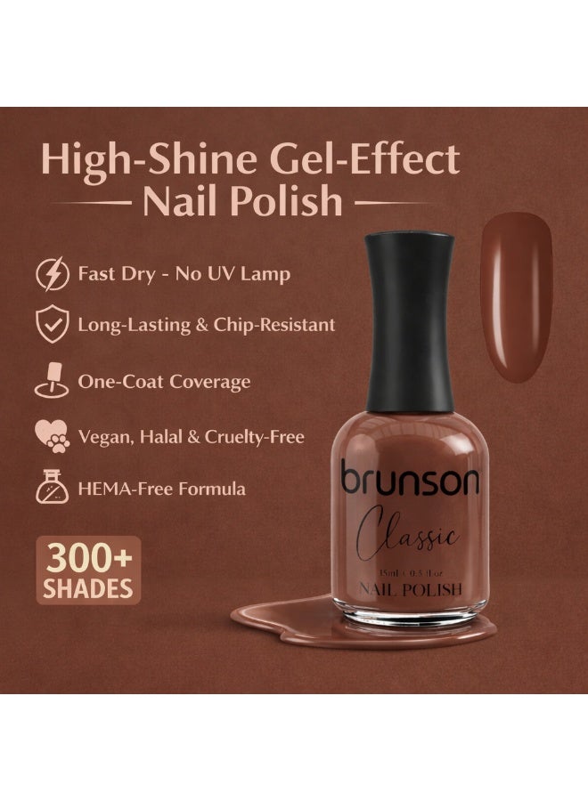 Brunson Classic Nail Polish 18ml Fast Dry Nail Lacquer Nail Harderner Normal Polish Glossy Gel Effect Quick Air Dry Long-Lasting Natural Nail Enamel Salon Quality Manicure Pedicure Regular Polish - Image 3